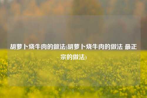 胡萝卜烧牛肉的做法(胡萝卜烧牛肉的做法 最正宗的做法)